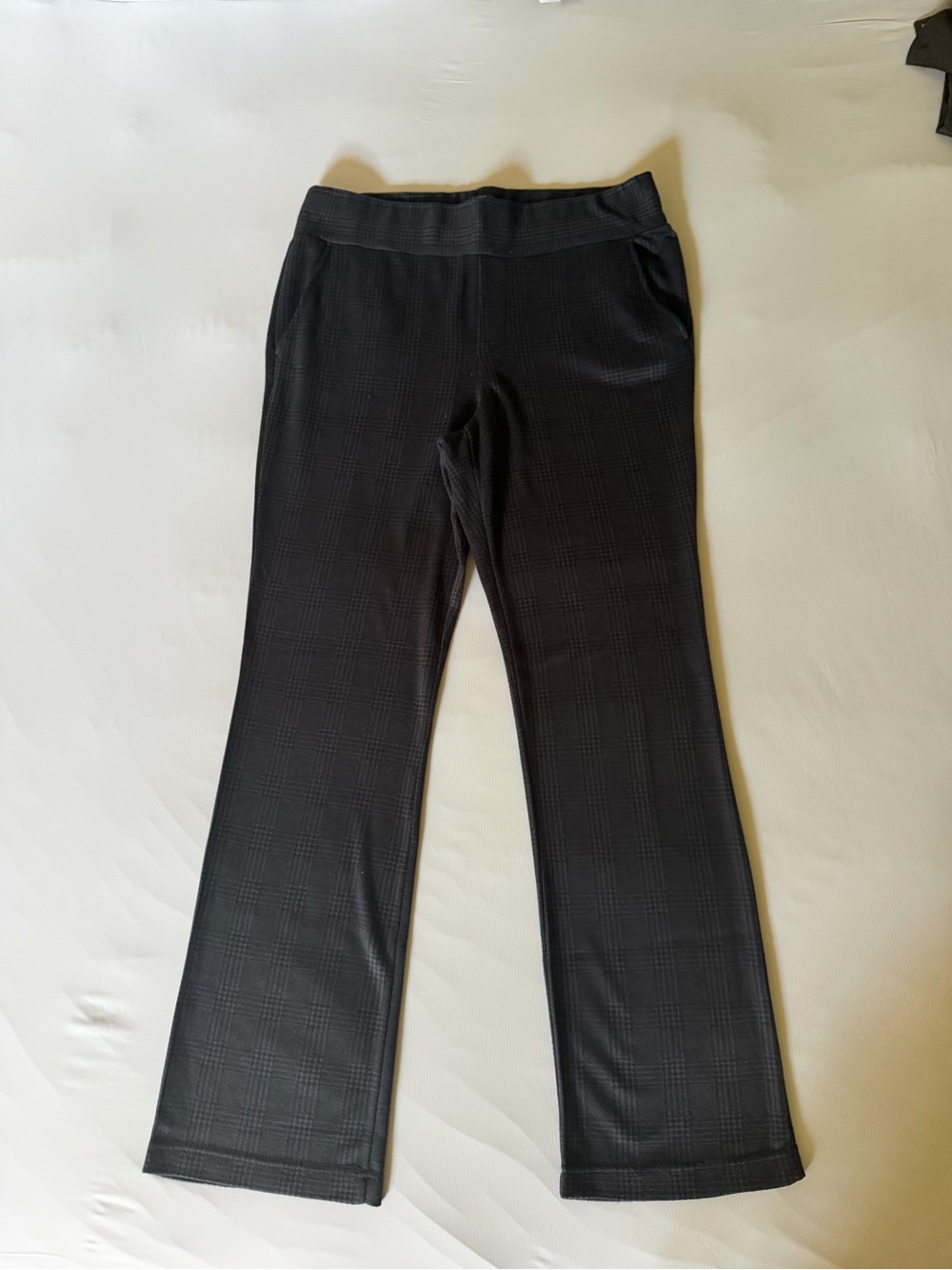 Daisy Fuentes Black Plaid Knit Wide-Leg Pants